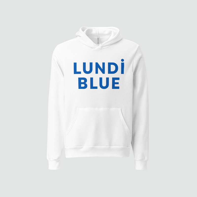 Lundi Blue Logo Heavyweight Pullover Hoodie-Dark Blue