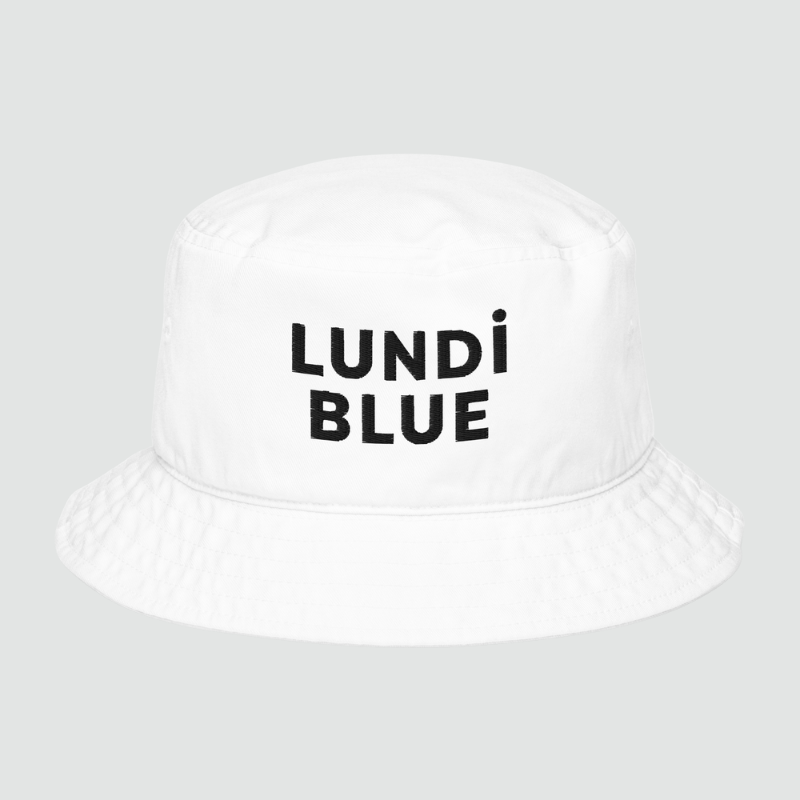 Lundi Blue Logo Organic Bucket Hat - Black