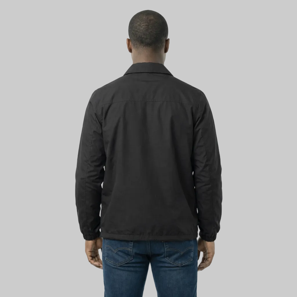 Lundi Blue Embroidered Dark Blue Logo Antique Brass Snaps Coaches Jacket