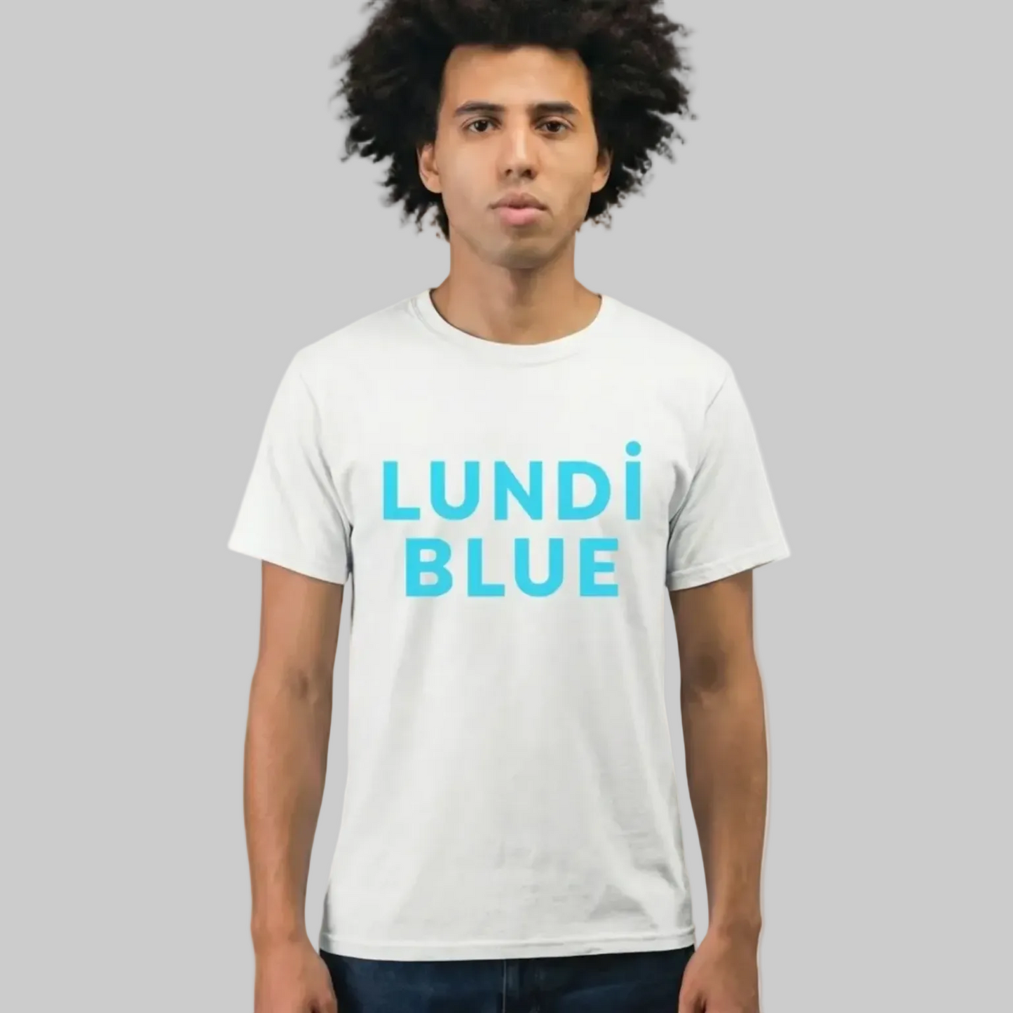 Lundi Blue Aqua Logo 240 GSM Heavy Faded Minus 100% Cotton Tee
