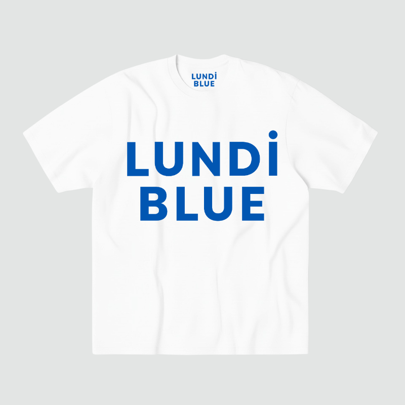 Lundi Blue Logo Heavy Faded Minus Tee-Dark Blue