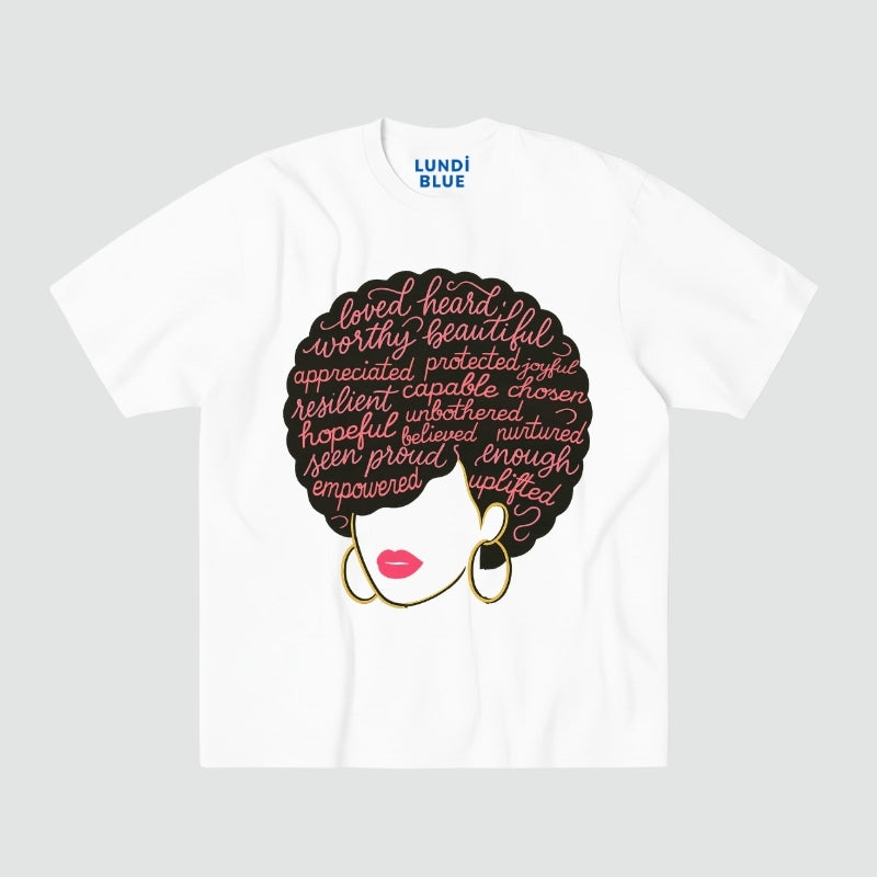 Afro Affirmations Heavyweight Oversized Tee-Pink Collection