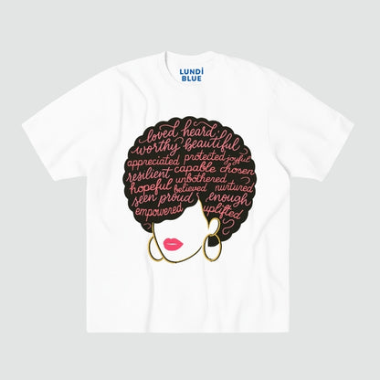 Afro Affirmations Heavyweight Oversized Tee-Pink Collection
