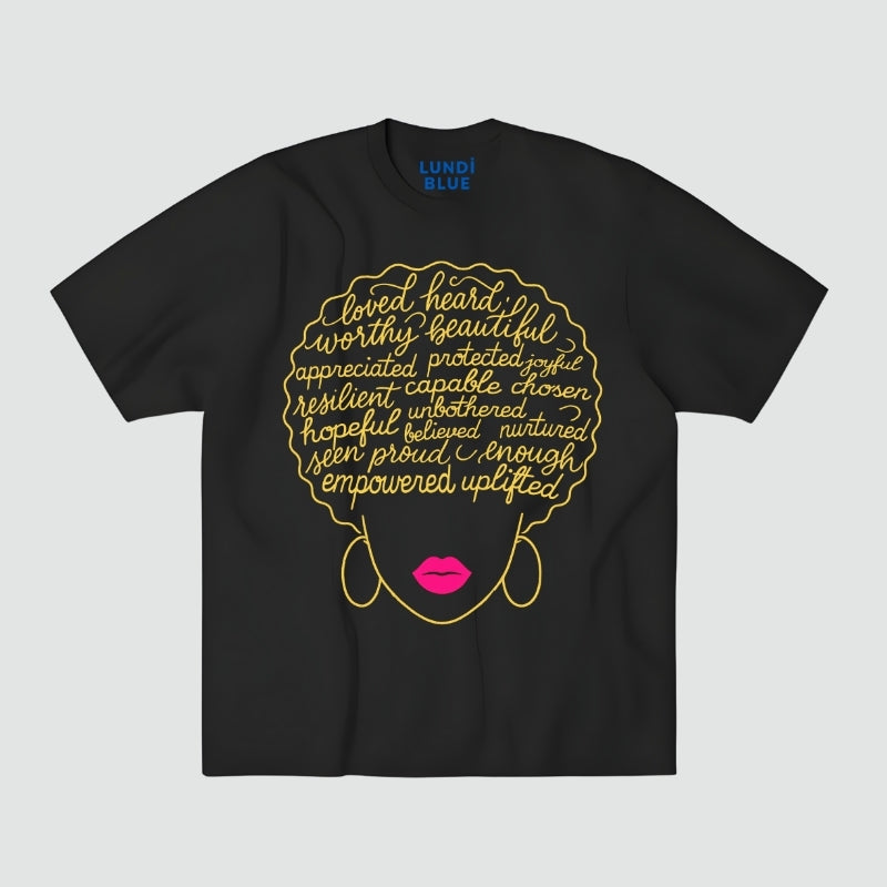 Afro Affirmations Heavyweight Oversized Tee-Gold Collection