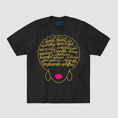 Afro Affirmations Heavyweight Oversized Tee-Gold Collection