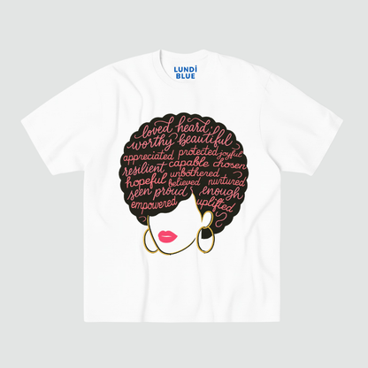 Afro Affirmations Heavyweight Oversized Tee-Pink Collection