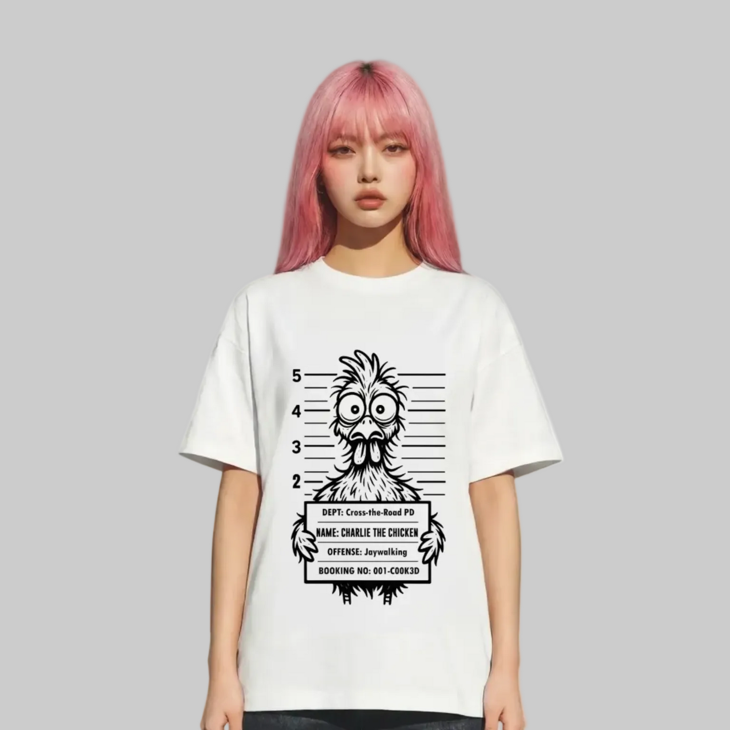 Charlie the Chicken Mugshot 280 GSM Premium Cotton Heavyweight Boxy Tee
