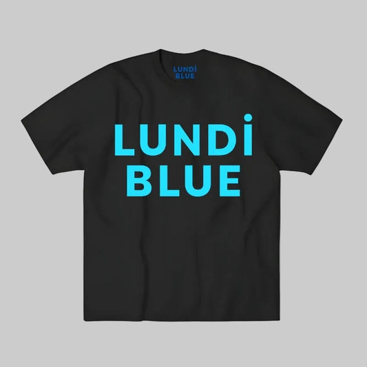 Lundi Blue Logo Heavy Faded Minus Tee-Aqua