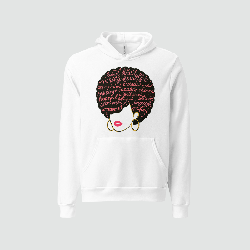 Afro Affirmations Heavyweight Pullover Hoodie-Pink Collection