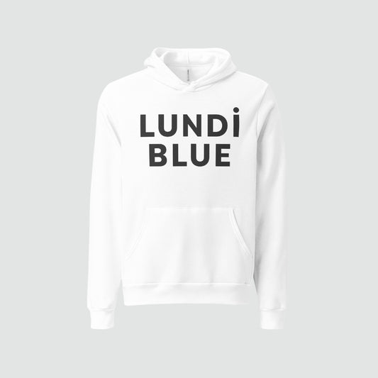 Lundi Blue Logo Heavyweight Pullover Hoodie-Black