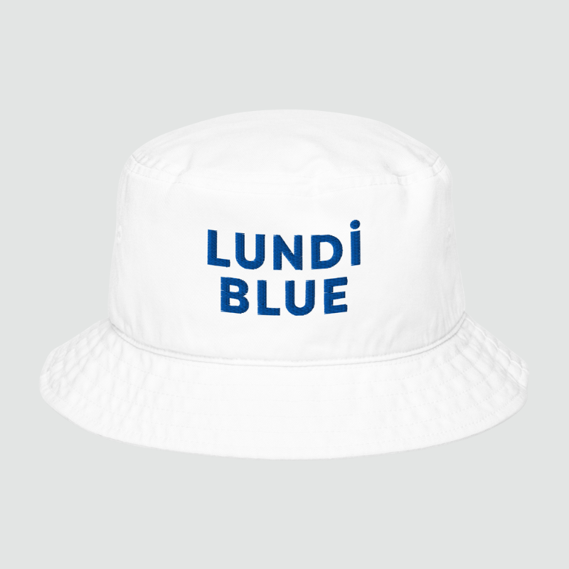 Lundi Blue Logo Organic Bucket  Hat -Dark Blue
