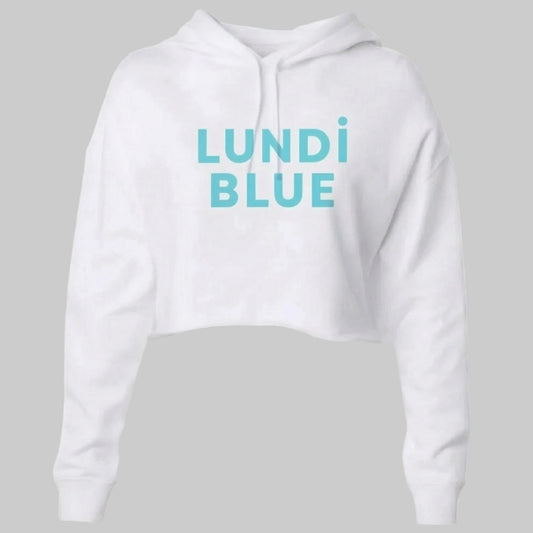Lundi Blue Aqua Logo Lightweight Women's Fit Crop Hoodie