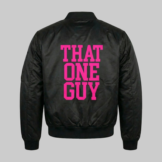 That One Guy Embroidered Lightweight Bomber Jacket-Pink Edition