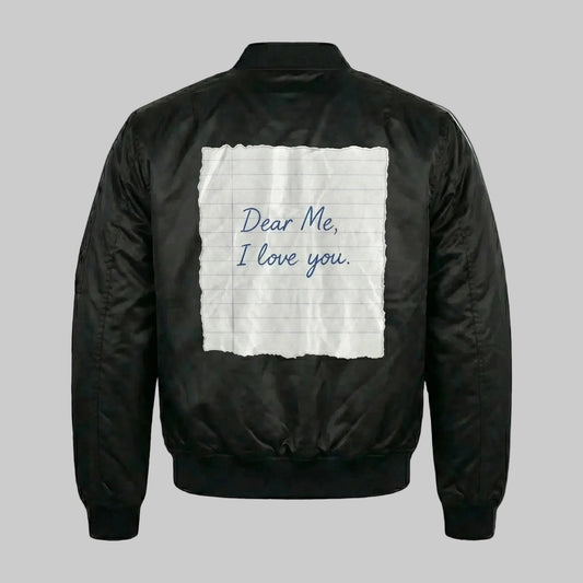 Dear Me, I Love You Embroidered Lightweight Bomber Jacket
