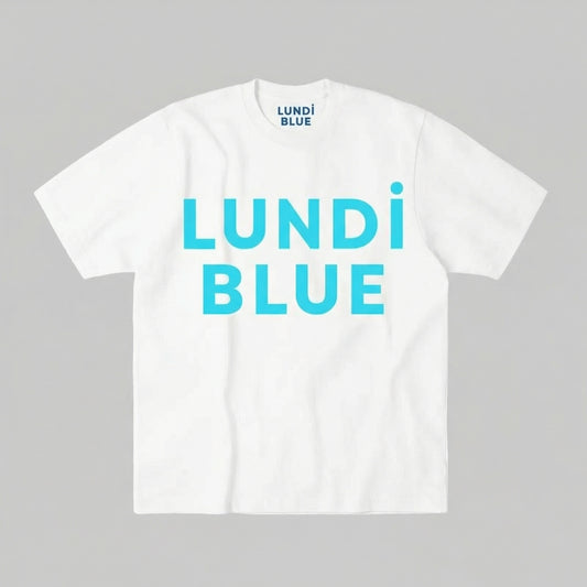 Lundi Blue Aqua Logo 240 GSM Heavy Faded Minus 100% Cotton Tee