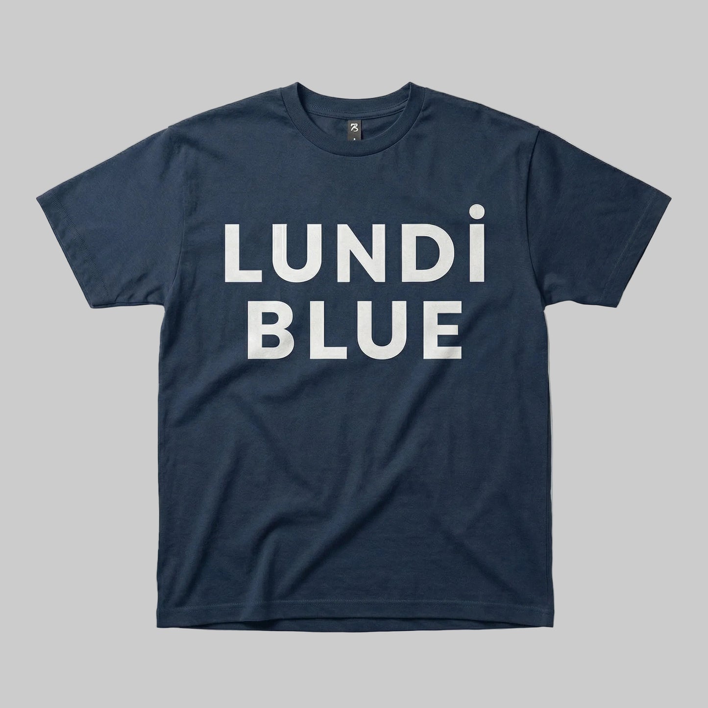 Lundi Blue White Logo 280 GSM Premium Cotton Heavyweight Boxy Tee