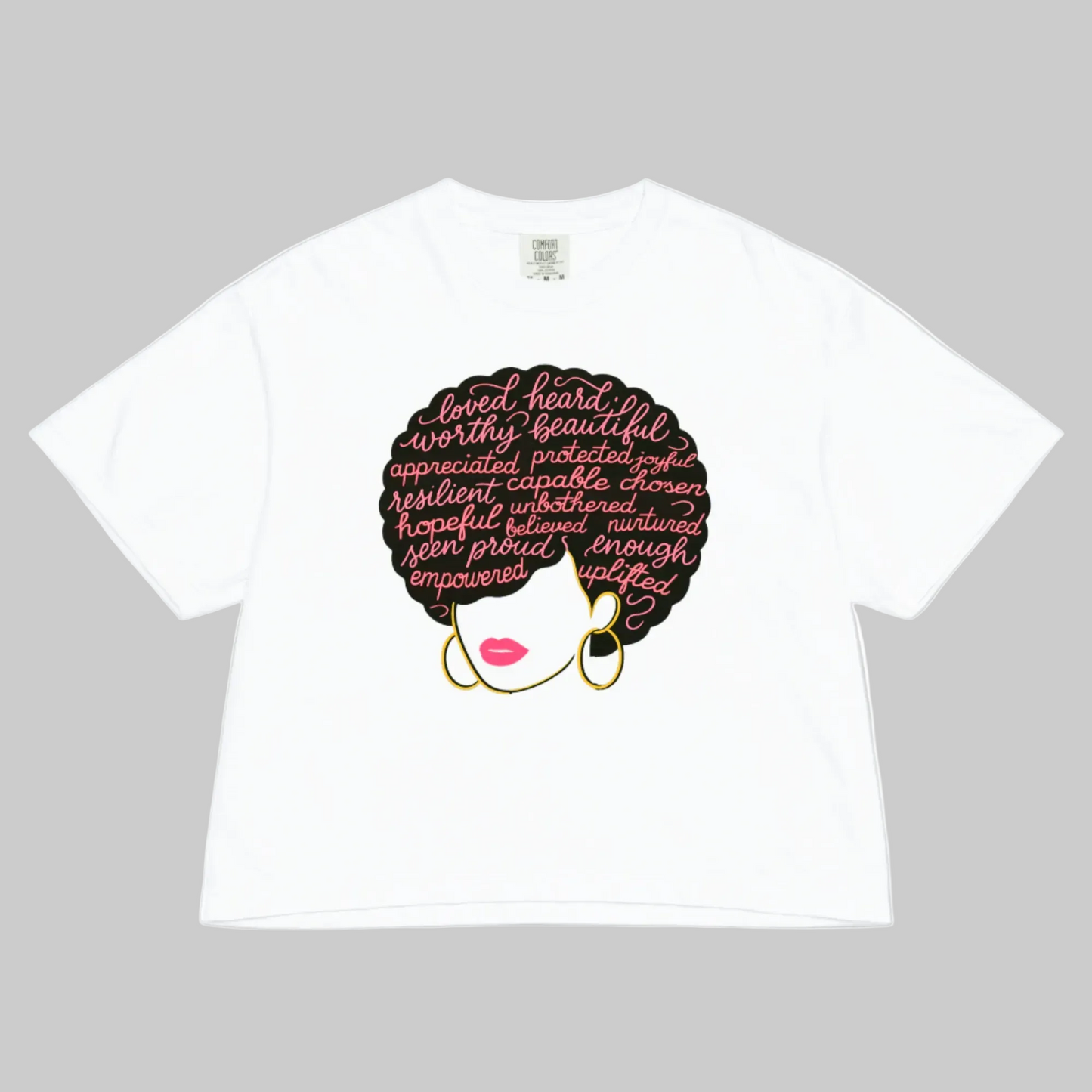 Afro Affirmations 207 GSM Premium Cotton Women's Heavyweight Boxy Tee-Pink Edition