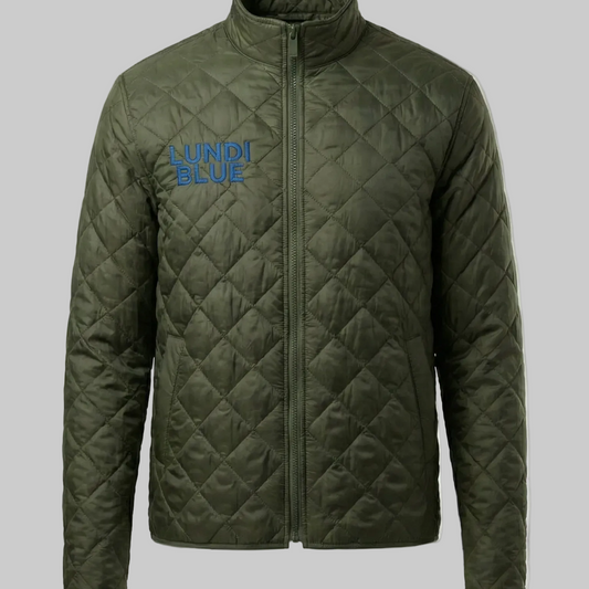Lundi Blue Dark Blue Logo Diamond Quilted Full-Zip Jacket