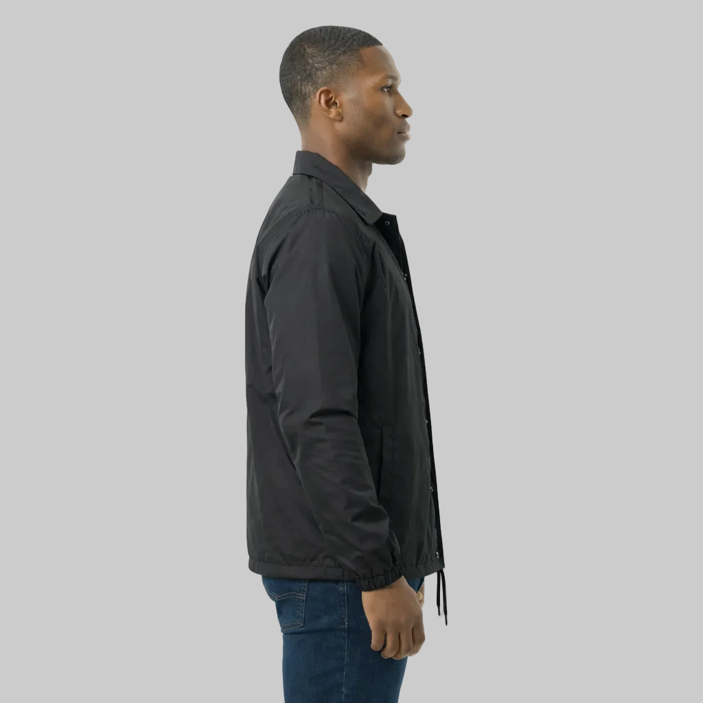 Lundi Blue Embroidered Dark Blue Logo Antique Brass Snaps Coaches Jacket