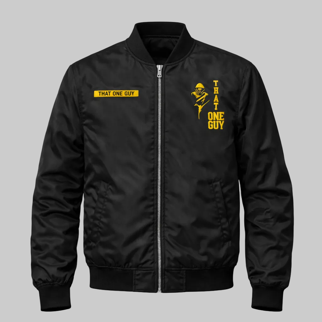 That One Guy Embroidered  Lightweight Bomber Jacket-Yellow Edition